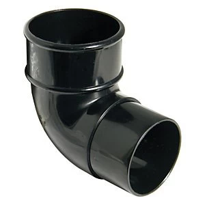 Image of FloPlast RB1B Round Line Downpipe Offset Bend - Black 92.5 Deg x 68mm