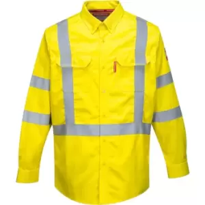 Image of Biz Flame 88/12 FR Mens Hi Vis Flame Resistant Work Shirt Yellow 3XL