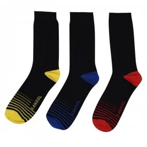 Image of Kangol Formal Socks 3 Pack Mens - Stripe Toes