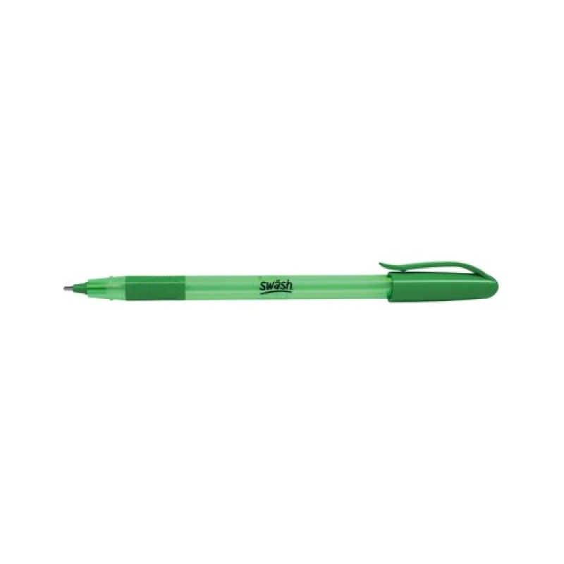 Image of Swash Swash Premium Triangular Medium Tip Ballpoint Pens Green Plus 3 FREE Purple Ballpoint Pens (Pack 40+3 FREE) - BBT40GN BBT40GN