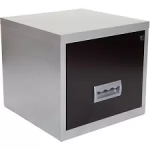 Image of Pierre Henry Filing Cabinet with 1 Lockable Drawer Maxi 400 x 400 x 370mm Silver & Black