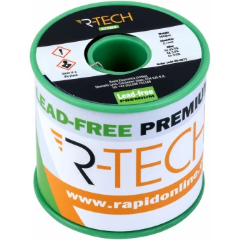 Image of 856871 Premium Lead-Free Solder Wire 22SWG 0.7mm 0.5kg Reel - R-tech