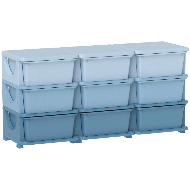 Image of HOMCOM Kids Storage Units with Drawers 3 Tier Chest Dresser Tower Blue 311-053V01BU