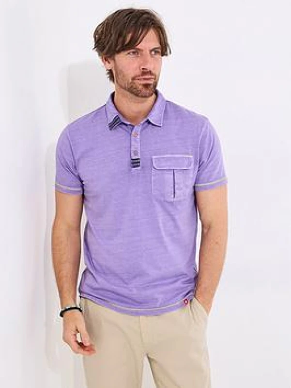 Image of Joe Browns Joe Browns Men Washed Chest Pocket Polo Shirt in Purple Size: Small Purple S Male 5059953250449