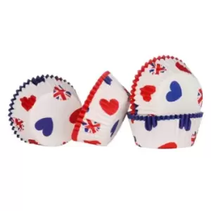 Image of Premier Housewares - 60 Pieces Medium Cup Cake Cases Heart Shaped UK Flag Design Cupcake Paper Multicolored Greaseproof Muffin Paper Baking Cups