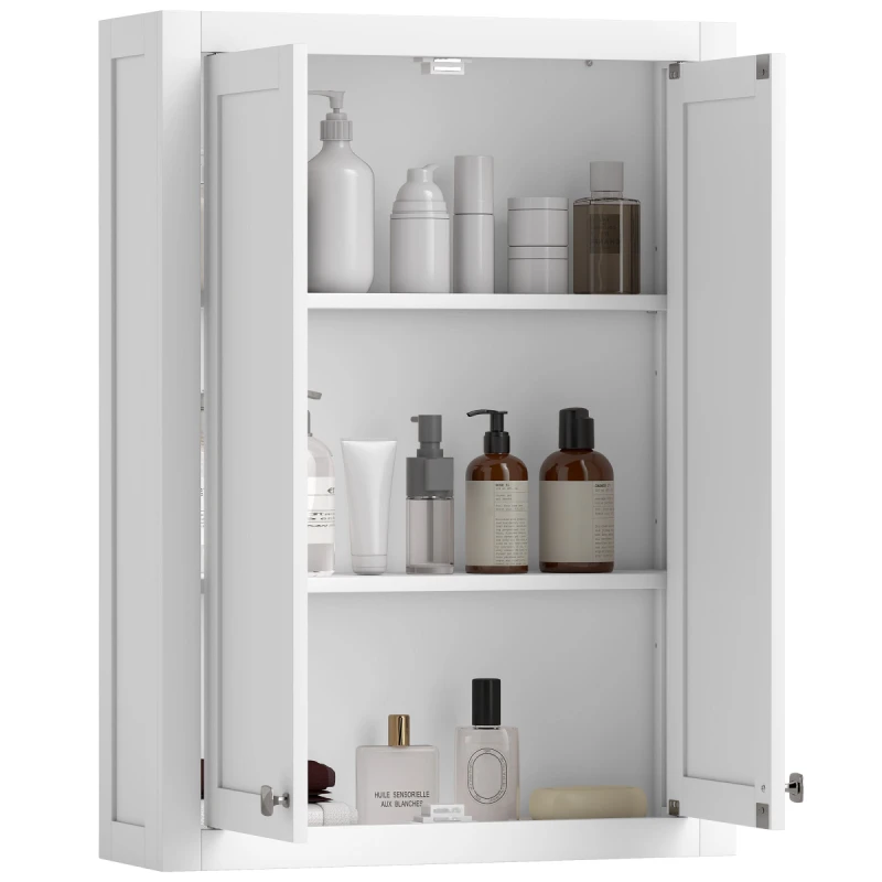 Image of HOMCOM HOMCOM Wall Mounted Storage with Adjustable Shelves, Bathroom Wall Cabinet in White White One Size Unisex 5063603067837