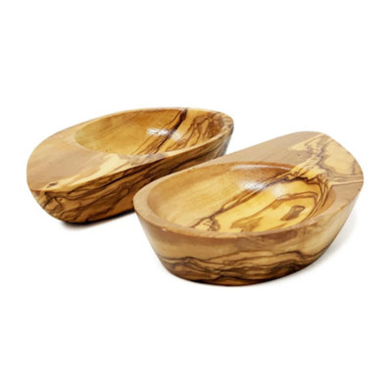 Image of Verano Spanish Ceramics Olive Wood Natural Grained Rustic Kitchen Dining Set of 2 Yeng Yeng Dip Dishes (L) 12cm x (W) 7.5cm Natural unisex
