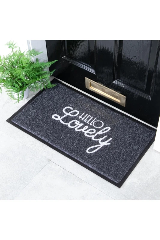 Image of Artsy Doormats Black Hello Lovely Doormat (70 X 40Cm)