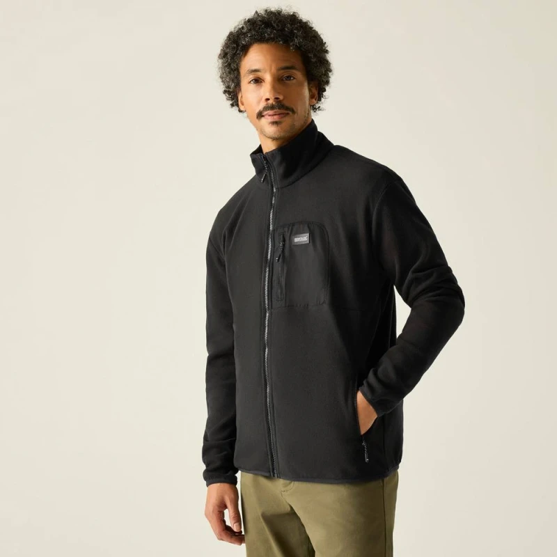 Image of Regatta Mens Frankie Full Zip Fleece in True Black Size: Small True Black Male S