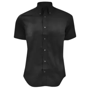 Image of Kustom Kit Mens Short Sleeve Tailored Fit Premium Oxford Shirt (15inch) (Black)