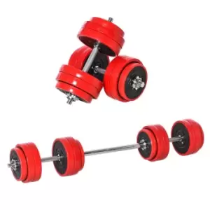Image of Homcom 30Kgs Dumbbell & Barbell Adjustable Ergonomic Set Exercise In Home Gym