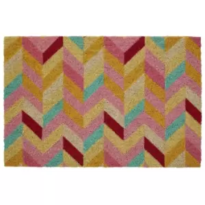 Image of Premier Housewares Chevron Design Door Mat / Non Slip Floor Mat Indoor and Outdoor Welcome Mat With Robust Coir For Door Entrances / House Entryway /