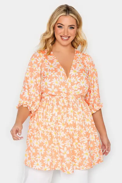 Image of Yours Wrap Top Orange