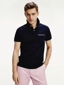 Image of Tommy Hilfiger Pocket Detail Slim Fit Polo Shirt - Desert Sky Navy