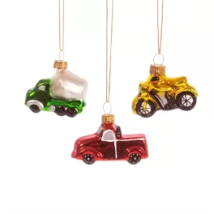 Image of Vehicles Mini Shaped Bauble Set of 3