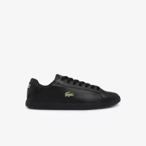 Image of Lacoste Mens Graduate Leather and Synthetic Trainers Size 7 UK Black