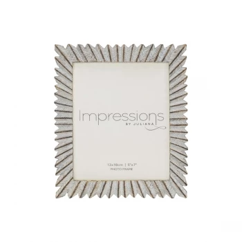 Image of 5" x 7" - IMPRESSIONS Sunburst White & Gold Resin Frame