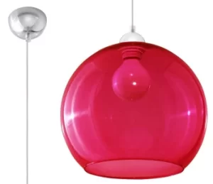 Image of 1 Light Glass Dome Ceiling Pendant Red, Chrome, E27