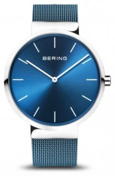 Image of Bering Mens Classic Blue PVD Plated Steel Mesh Bracelet Watch