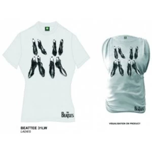 Image of The Beatles Boots Dirty White Oil Washed Ladies T Shirt: M