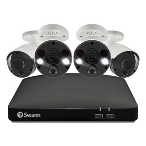Image of Swann CCTV System - 8 Channel 4K Ultra HD DVR with 2 x 4K Professional Bullet Camera & 2 x 4K Spotlight Camera & 2TB HD
