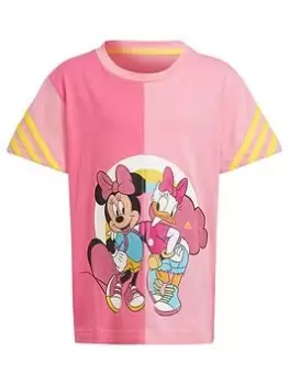 Image of adidas Younger Girls Disney Minnie Mouse Short Sleeve T-Shirt - Light Pink, Size 3-4 Years, Women