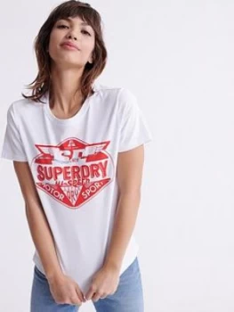 Image of Superdry Brand Language Rip T-Shirt - White, Size L, Women