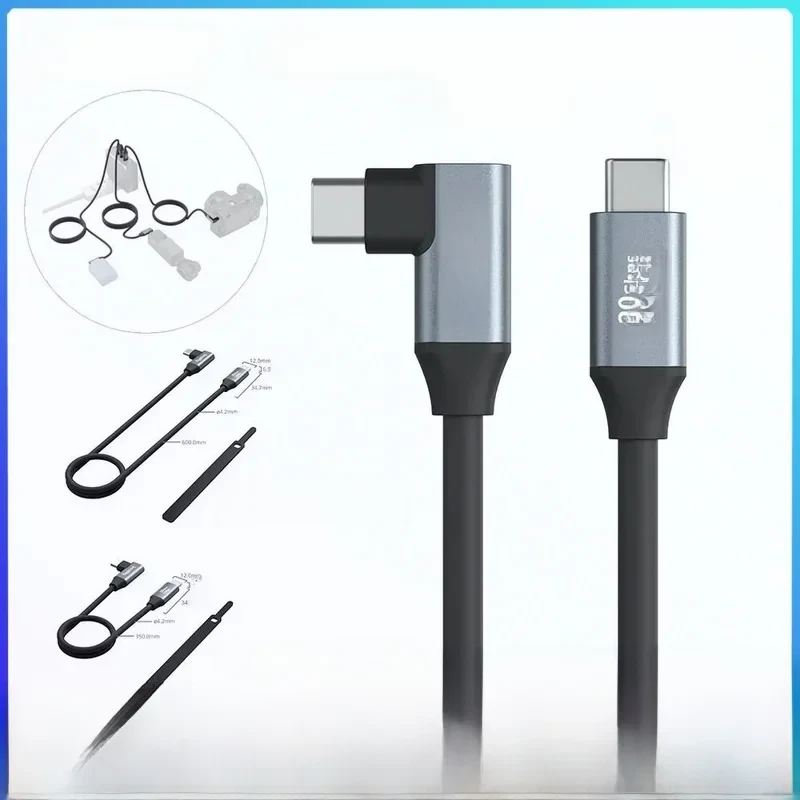 Image of SmallRig USB-C Straight to USB-C Angled Data Cable, Support 20Gbps & 100W Fast Charging, Power Bank Wire For DSLR Camera Battery