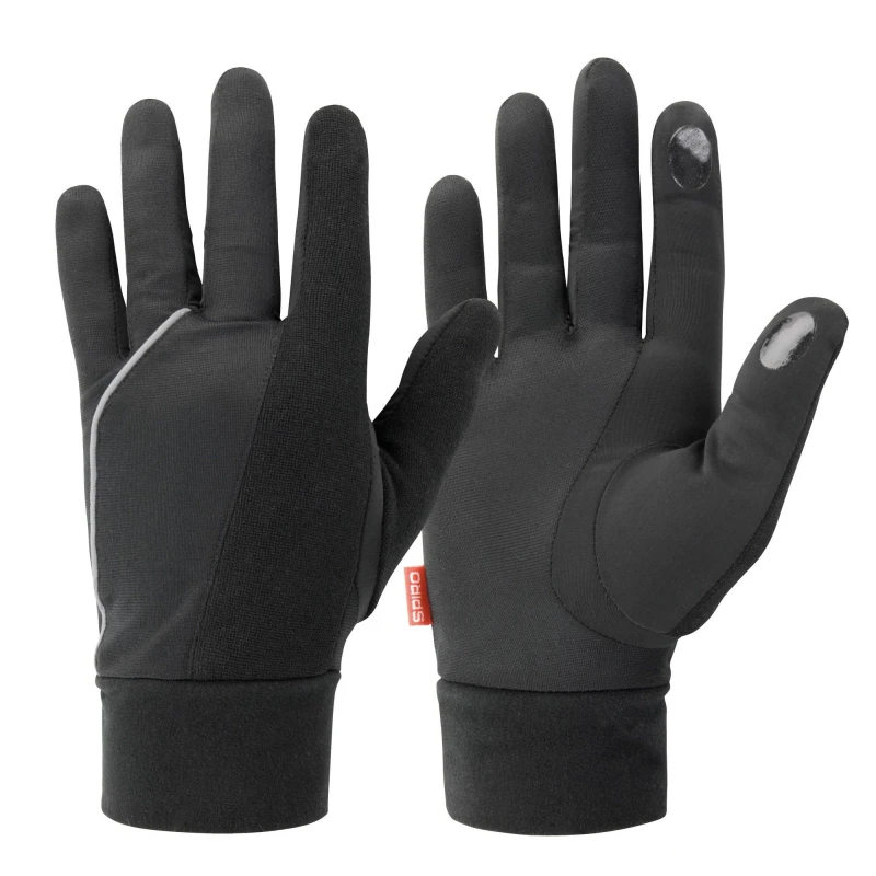 Image of Spiro Mens Elite Running Gloves in Black Size: Large Black Male L