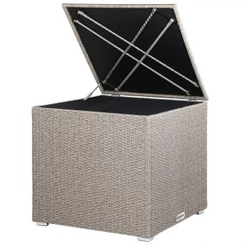 Image of Casaria - Polyrattan Support Box, Square, 75x75x70cm, Black, Brown, Cream, Grey Cream