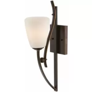 Image of Loops - Wall Light Curved Metal Opal Etched Glass Shade Palladian Bronze LED E27 60W