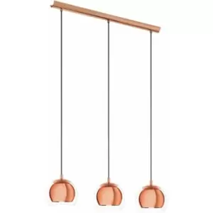 Image of Pendant Ceiling Light Colour Copper Coloured Shade Clear Glass Bulb E27 3x40W