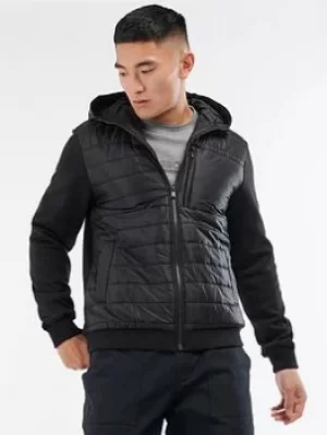 Image of Barbour International Baffle Zip Thru Padded Hoodie, Black, Size S, Men