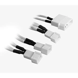 Image of BitFenix Alchemy Molex to 3x 3-Pin 7V Adapter 20cm - sleeved white/white