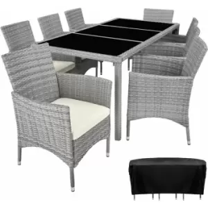 Image of Rattan garden furniture set 8+1 with protective cover - garden tables and chairs, garden furniture set, outdoor table and chairs