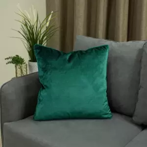 Image of Riva Paoletti - Paoletti Stella Embossed Texture Luxe Velvet Piped Cushion Cover, Emerald, 45 x 45 Cm
