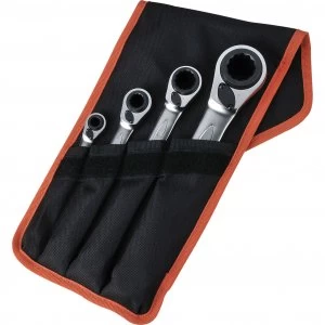 Image of Bahco 4 Piece Reversible Ratchet Ring Spanner Set