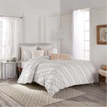 Image of Peri Home Space Dyed Fringe Duvet Cover - Grey