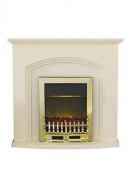 Image of Adam Fires & Fireplaces Truro Electric Fireplace Suite With Brass Inset Fire