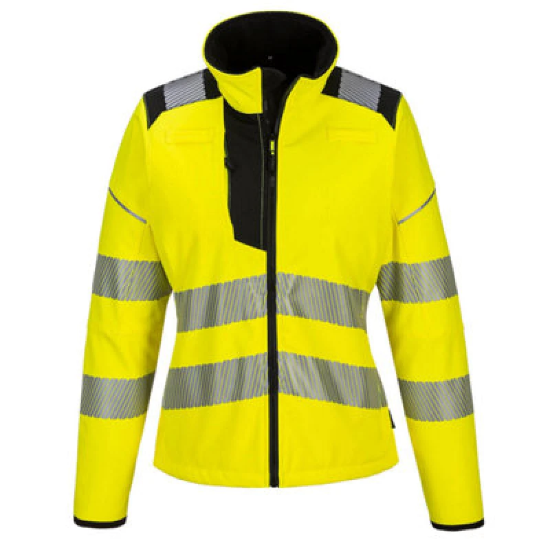 Image of Portwest PW3 Womens Hi Vis Softshell Jacket PW381YBRM Colour: Yellow / Black