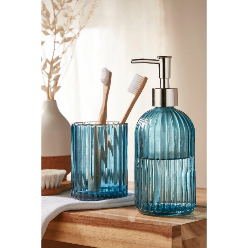 Image of Homelife Tumbler and Soap Dispenser - Blue Blue One Size