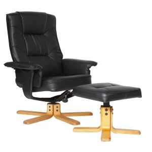 Image of Alphason Drake Recliner Chair and Footstool - Black