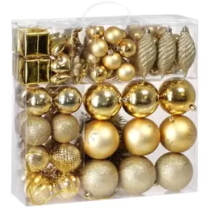 Image of Christmas Tree Baubles Set of 103 Pieces Xmas Balls Decoration Ornaments Indoor Outdoor gold (de)