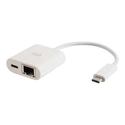 Image of C2G USB-C Ethernet Adapter with Power - White