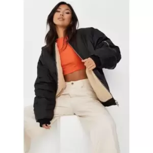 Image of Missguided Rversbl Osizd Borg Bomber - Black
