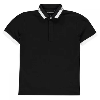 Image of Emporio Armani Collar Logo Polo Shirt Black Size 10 Years Boys