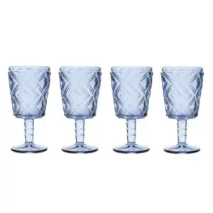 Image of Interiors By Ph Set Of Four Blue Wine Glasses