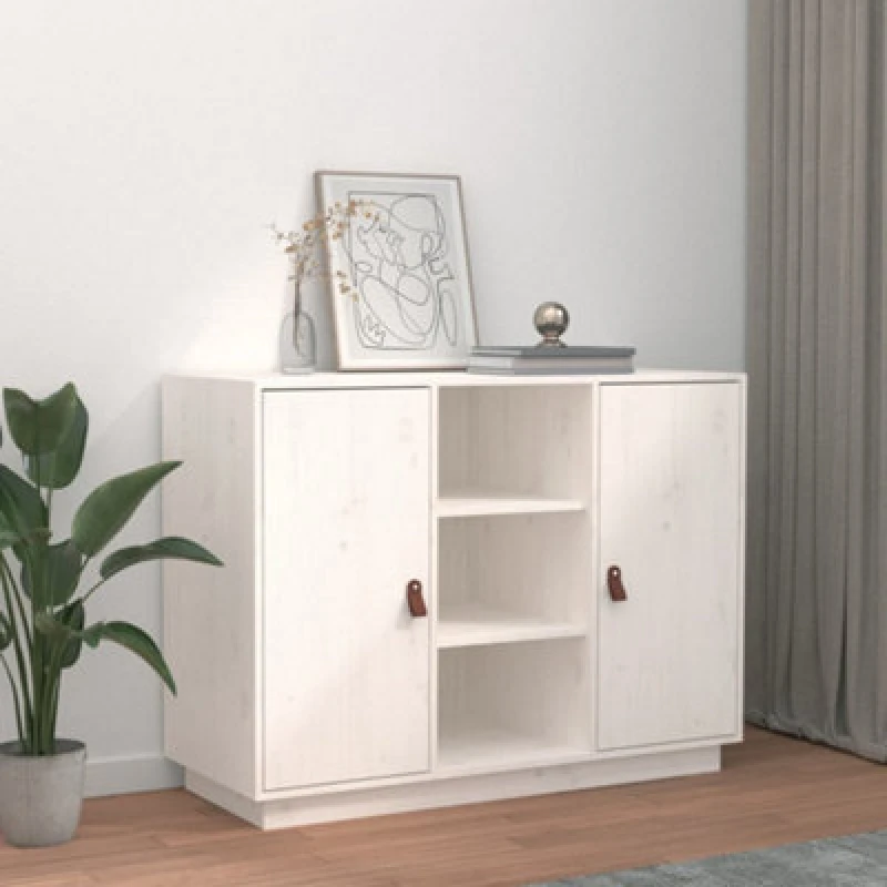 Image of Vidaxl Sideboard White 100X40X75cm Solid Wood Pine, White 820133