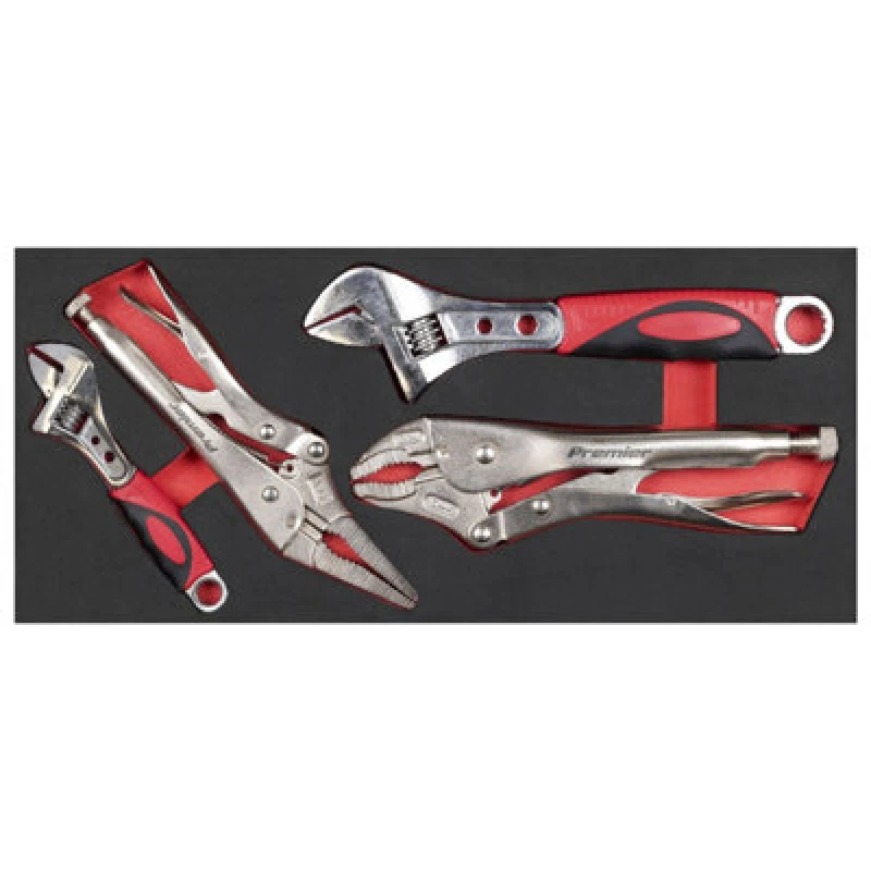 Image of Sealey Premier 4 Piece Locking Pliers and Adjustable Spanner Set in Module Tray TBT59