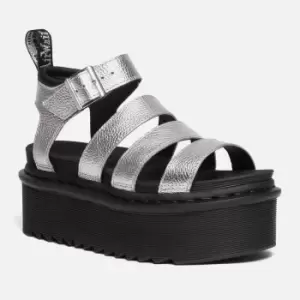Image of Dr. Martens Blaire Metallic Leather Platform Sandals - UK 3